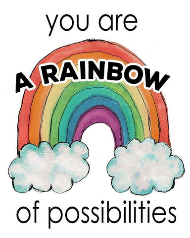 You Are a Rainbow Of Possibilities White Modern Wood Framed Art Print with Double Matting by Medley, Elizabeth