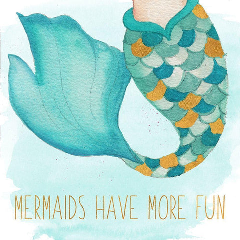 Mermaids Have More Fun Gold Ornate Wood Framed Art Print with Double Matting by Medley, Elizabeth