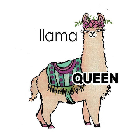 Queen Llama Black Modern Wood Framed Art Print with Double Matting by Medley, Elizabeth