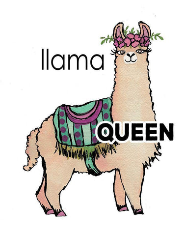 Queen Llama Black Ornate Wood Framed Art Print with Double Matting by Medley, Elizabeth