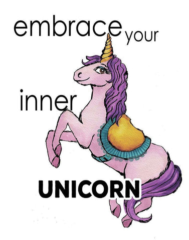 Embrace Your Inner Unicorn Black Ornate Wood Framed Art Print with Double Matting by Medley, Elizabeth