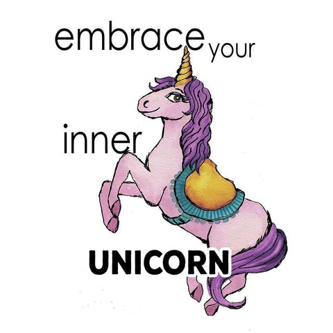 Embrace Your Inner Unicorn White Modern Wood Framed Art Print by Medley, Elizabeth