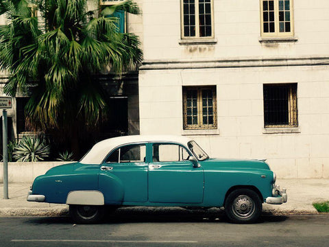 Cars of Cuba White Modern Wood Framed Art Print with Double Matting by Rodriguez, Jairo