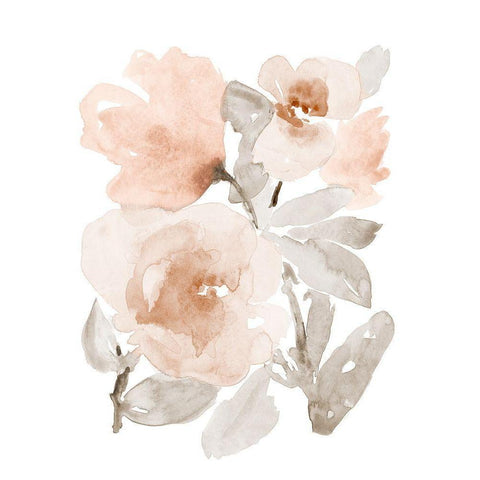 Peach Tranquil Florals I Black Modern Wood Framed Art Print with Double Matting by Loreth, Lanie