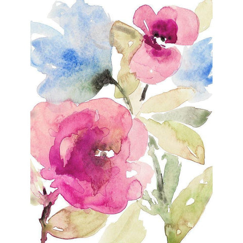 Peaceful Florals I White Modern Wood Framed Art Print by Loreth, Lanie