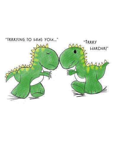 Trying to Hug You Black Ornate Wood Framed Art Print with Double Matting by Quach, Anna