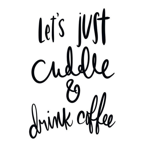 Cuddle And Drink Coffee Black Modern Wood Framed Art Print with Double Matting by SD Graphics Studio