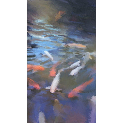 Koi Pool I White Modern Wood Framed Art Print by Meneely, Dan