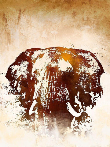 Safari Elephant Black Ornate Wood Framed Art Print with Double Matting by Meneely, Dan