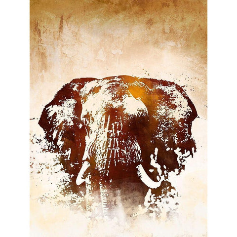 Safari Elephant White Modern Wood Framed Art Print by Meneely, Dan