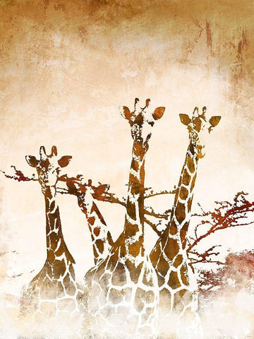 Safari Giraffe II Black Ornate Wood Framed Art Print with Double Matting by Meneely, Dan