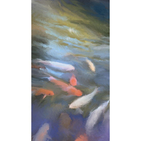 Koi Pool II Black Modern Wood Framed Art Print with Double Matting by Meneely, Dan