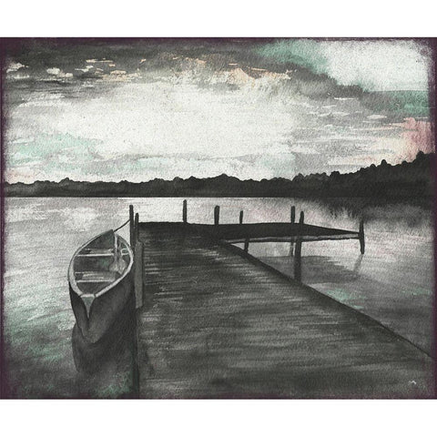 Gray Morning on the Lake White Modern Wood Framed Art Print by Medley, Elizabeth