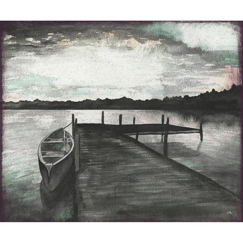 Gray Morning on the Lake Black Modern Wood Framed Art Print by Medley, Elizabeth