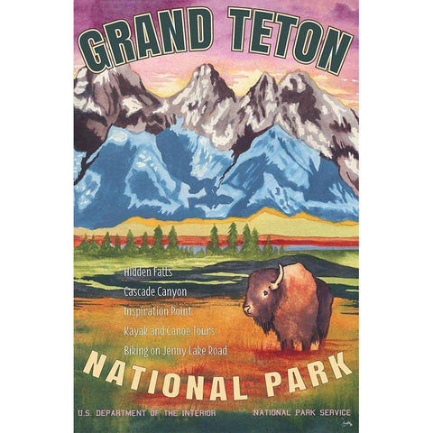 Grand Teton National Park Gold Ornate Wood Framed Art Print with Double Matting by Medley, Elizabeth