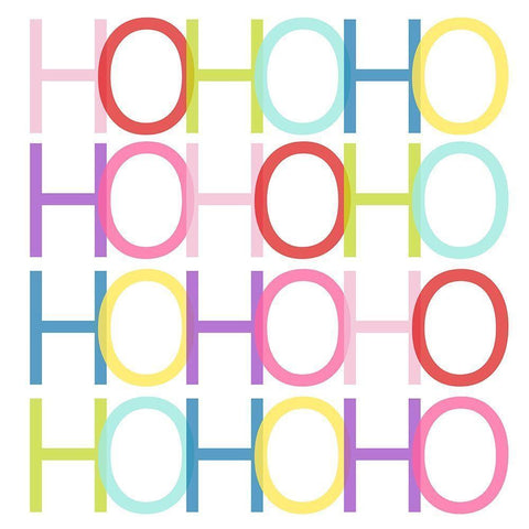 Colorful HO HO HO White Modern Wood Framed Art Print by SD Graphics Studio