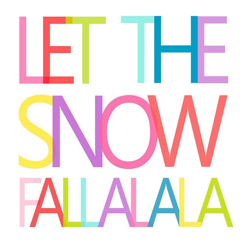Snow Fall LA LA LA White Modern Wood Framed Art Print with Double Matting by SD Graphics Studio