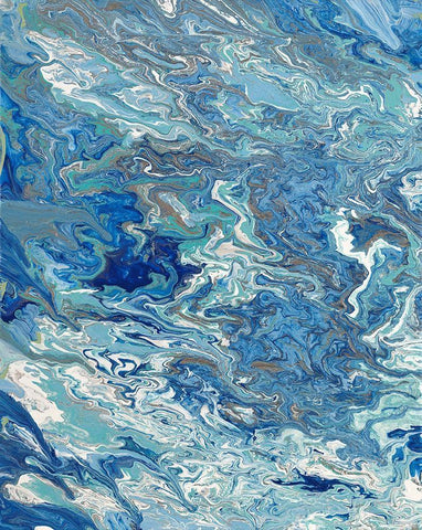 Marbleized Beach View I White Modern Wood Framed Art Print with Double Matting by Ritter, Gina