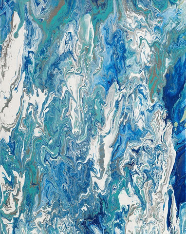 Marbleized Beach View II White Modern Wood Framed Art Print with Double Matting by Ritter, Gina