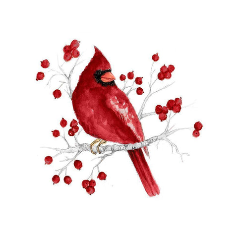 Winter Cardinal in Red I White Modern Wood Framed Art Print by Gaynor, Janice
