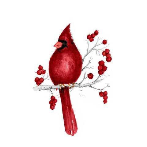 Winter Cardinal in Red II Gold Ornate Wood Framed Art Print with Double Matting by Gaynor, Janice