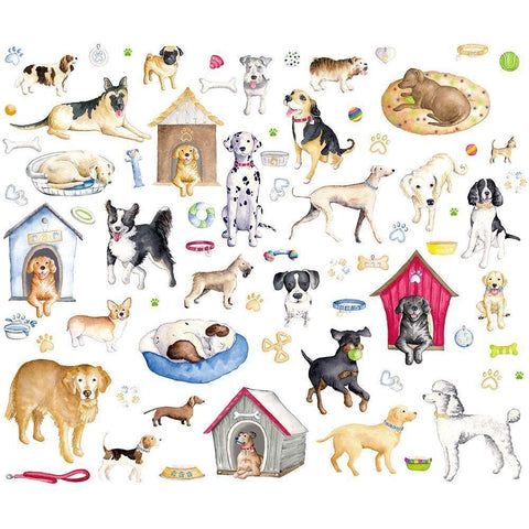 A Dogs Life Pattern Black Modern Wood Framed Art Print by Metz, Andi