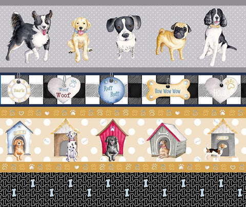 A Dogs Life on Plaid Panels White Modern Wood Framed Art Print with Double Matting by Metz, Andi