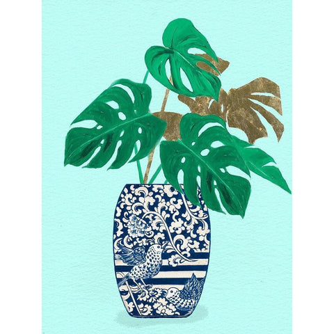 Jungle Leaves in Vase Black Modern Wood Framed Art Print by Pinto, Patricia