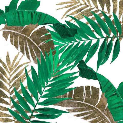 Modern Jungle Leaves Close Up II Gold Ornate Wood Framed Art Print with Double Matting by Pinto, Patricia