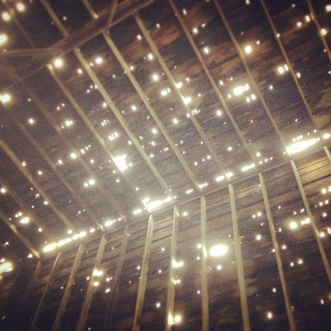 Moonbeams Through The Roof White Modern Wood Framed Art Print by Meneely, Dan