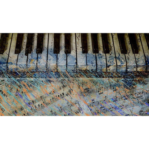 Piano Keys Gold Ornate Wood Framed Art Print with Double Matting by Meneely, Dan