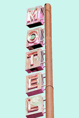 Motel Sign White Modern Wood Framed Art Print with Double Matting by SD Graphics Studio