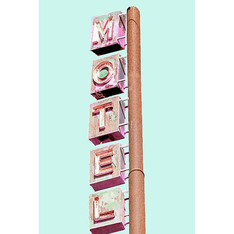 Motel Sign Black Modern Wood Framed Art Print by SD Graphics Studio