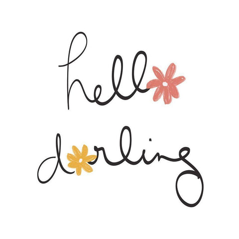 Hello Darling White Modern Wood Framed Art Print by Navas, Emily