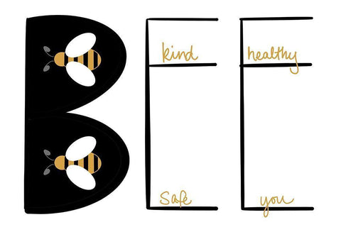 Bee Kind White Modern Wood Framed Art Print with Double Matting by Navas, Emily