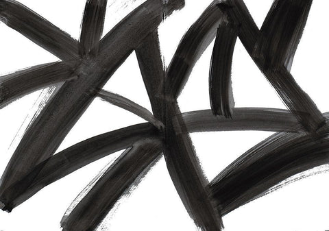 Black Roads Abstract White Modern Wood Framed Art Print with Double Matting by Navas, Emily