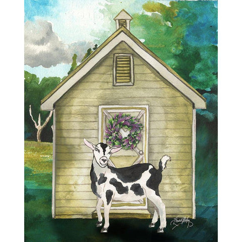 Goat Shed II Gold Ornate Wood Framed Art Print with Double Matting by Medley, Elizabeth