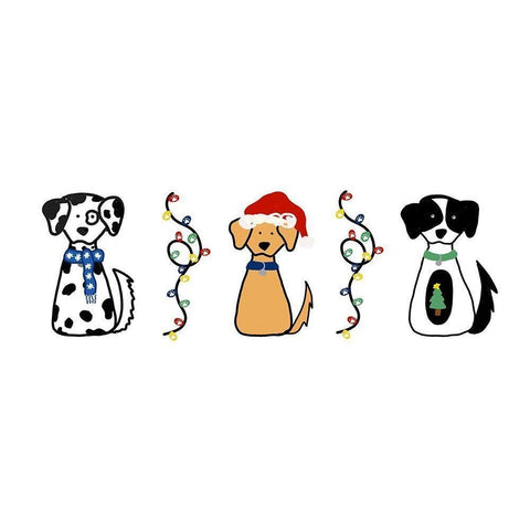 Christmas Dogs I White Modern Wood Framed Art Print by Torres, Melanie