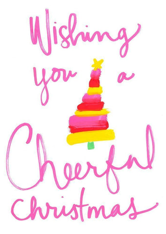 Wishing You a Cheerful Christmas White Modern Wood Framed Art Print with Double Matting by SD Graphics Studio