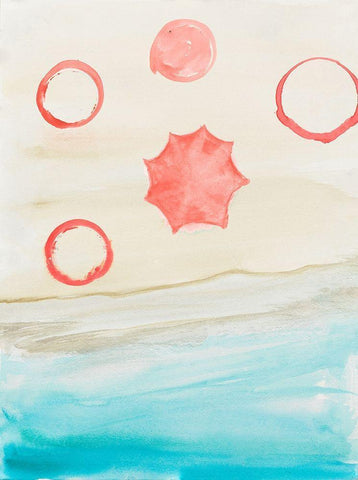 Watercolor Beach Stains II White Modern Wood Framed Art Print with Double Matting by Ritter, Gina