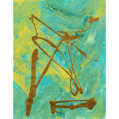 Melting Colors and Gold I Black Modern Wood Framed Art Print by Ritter, Gina