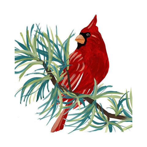 Modern Cardinal on Branch II Black Modern Wood Framed Art Print by Loreth, Lanie