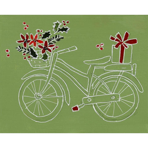 Modern Christmas Bicycle Black Modern Wood Framed Art Print with Double Matting by Loreth, Lanie