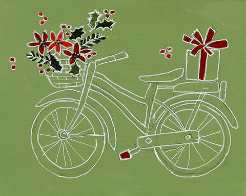 Modern Christmas Bicycle Black Ornate Wood Framed Art Print with Double Matting by Loreth, Lanie