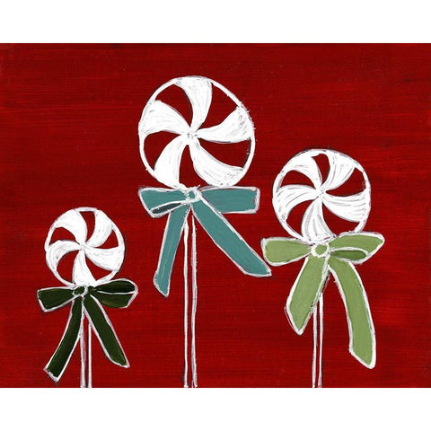 Peppermint Lollipops Black Modern Wood Framed Art Print with Double Matting by Loreth, Lanie