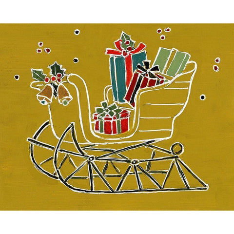 Sleigh with Gifts White Modern Wood Framed Art Print by Loreth, Lanie