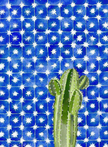 Blue Tile Agave White Modern Wood Framed Art Print with Double Matting by Bucheli, Jen