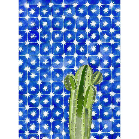 Blue Tile Agave Black Modern Wood Framed Art Print by Bucheli, Jen