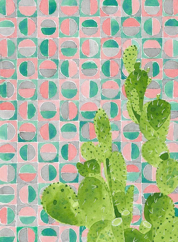 Pink Tile Agave Black Ornate Wood Framed Art Print with Double Matting by Bucheli, Jen