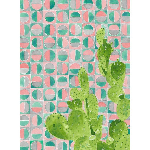 Pink Tile Agave White Modern Wood Framed Art Print by Bucheli, Jen